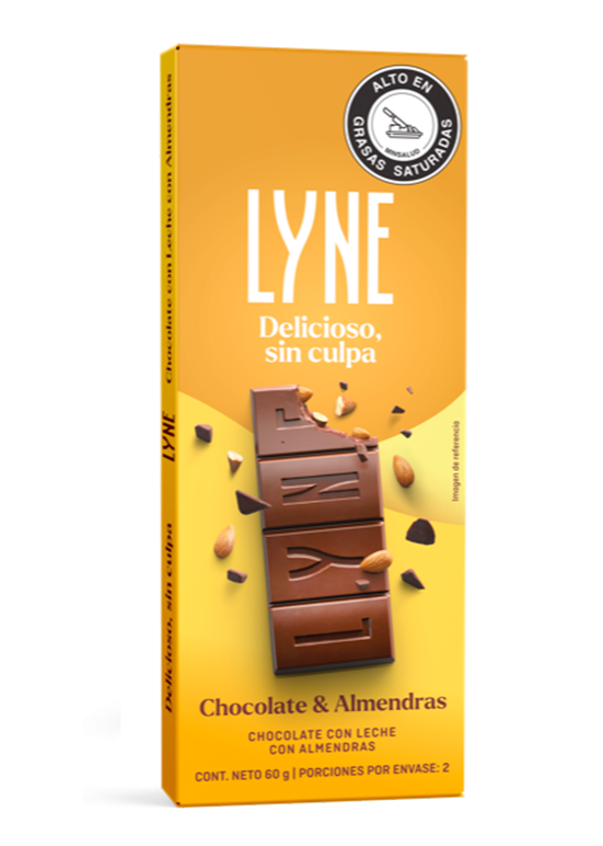 Imagen destacada del producto Barra - Lyne chocolate con leche y almendras (60gr)